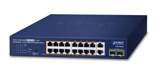 PLANET 16-Port 10/100/1000T 802.3at Unmanaged Gigabit Ethernet (10/100/1000) Power over Ethernet (PoE) Blue цена и информация | Коммутаторы (Switch) | kaup24.ee