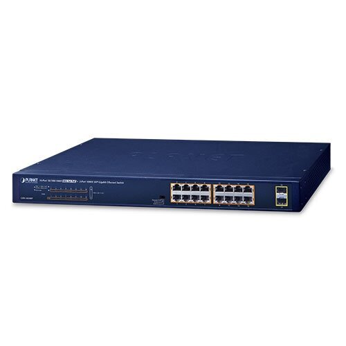 PLANET GSW-1820HP network switch Unmanaged Gigabit Ethernet (10/100/1000) Power over Ethernet (PoE) 1U Blue цена и информация | Lülitid (Switch) | kaup24.ee