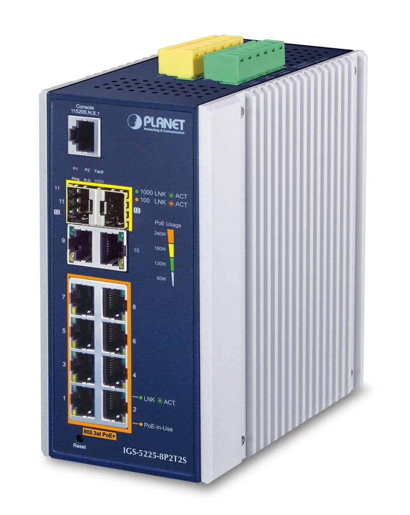 PLANET IGS-5225-8P2T2S network switch Managed L2+ Gigabit Ethernet (10/100/1000) Power over Ethernet (PoE) Blue, White цена и информация | Lülitid (Switch) | kaup24.ee