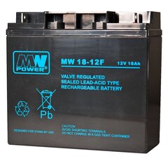 MPL MW POWER MW 18-12F UPS battery Lead-acid accumulator AGM Maintenance-free 12 V 18 Ah Black цена и информация | Аккумуляторы | kaup24.ee