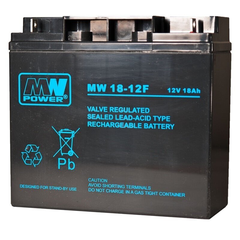 MPL MW POWER MW 18-12F UPS battery Lead-acid accumulator AGM Maintenance-free 12 V 18 Ah Black hind ja info | Akud | kaup24.ee