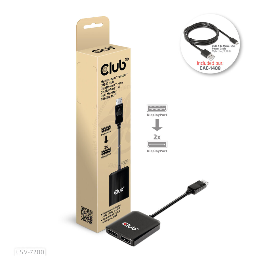 Hub Club 3D CSV-7200 hind ja info | USB jagajad, adapterid | kaup24.ee