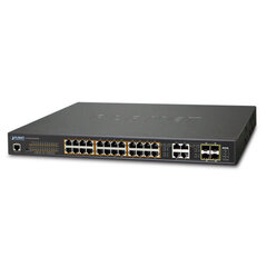 PLANET GS-4210-24UP4C network switch Managed L2/L4 Gigabit Ethernet (10/100/1000) Power over Ethernet (PoE) 1U Black цена и информация | Коммутаторы (Switch) | kaup24.ee