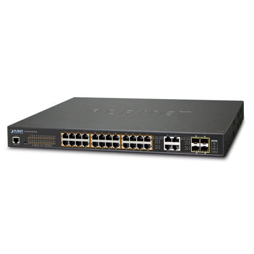 PLANET GS-4210-24UP4C network switch Managed L2/L4 Gigabit Ethernet (10/100/1000) Power over Ethernet (PoE) 1U Black цена и информация | Lülitid (Switch) | kaup24.ee