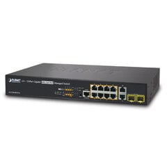 PLANET GS-5220-8P2T2S network switch Managed L2+ Gigabit Ethernet (10/100/1000) Power over Ethernet (PoE) 1U Black цена и информация | Коммутаторы (Switch) | kaup24.ee