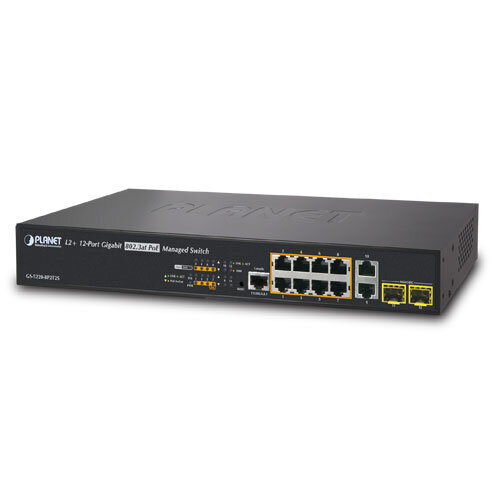 PLANET GS-5220-8P2T2S network switch Managed L2+ Gigabit Ethernet (10/100/1000) Power over Ethernet (PoE) 1U Black цена и информация | Lülitid (Switch) | kaup24.ee