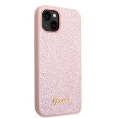 Guess PC/TPU Glitter Flakes Metal Logo Case for iPhone 14 Pink цена и информация | Чехлы для телефонов | kaup24.ee