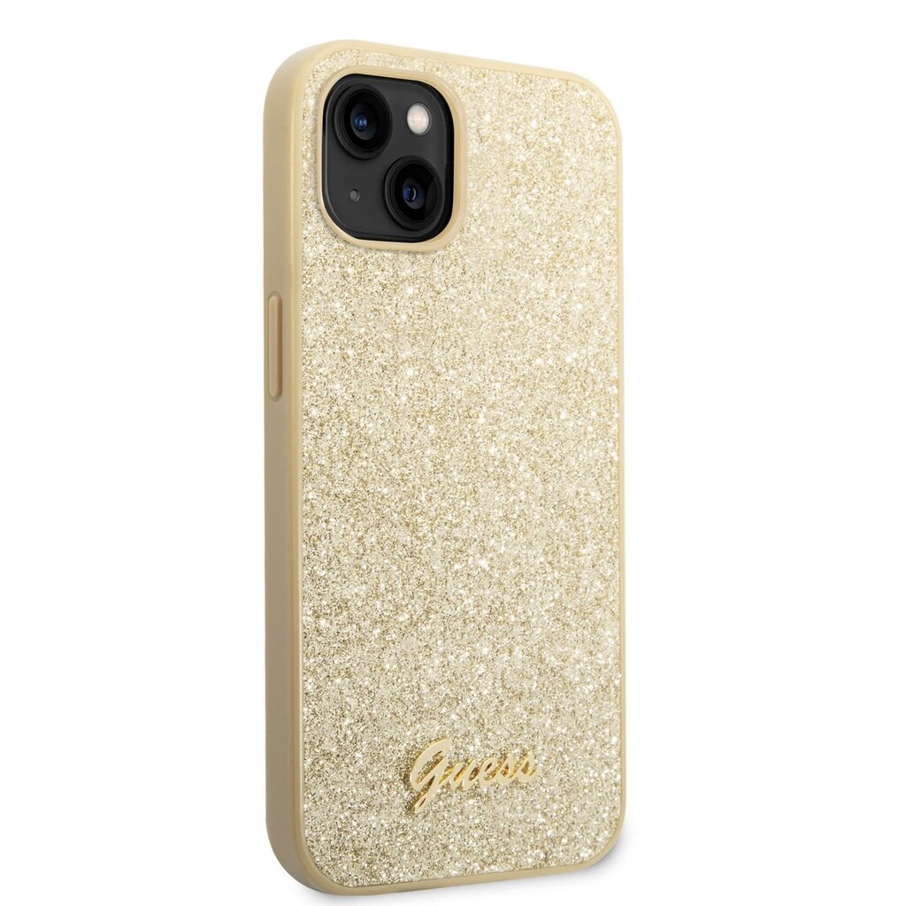 Guess PC/TPU Glitter Flakes Metal Logo Case for iPhone 14 Plus Gold hind ja info | Telefoni kaaned, ümbrised | kaup24.ee