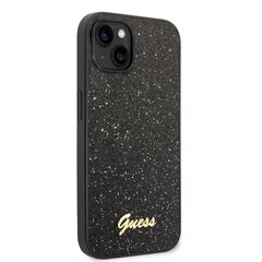 Guess PC/TPU Glitter Flakes Metal Logo Case for iPhone 14 Plus Black hind ja info | Telefoni kaaned, ümbrised | kaup24.ee