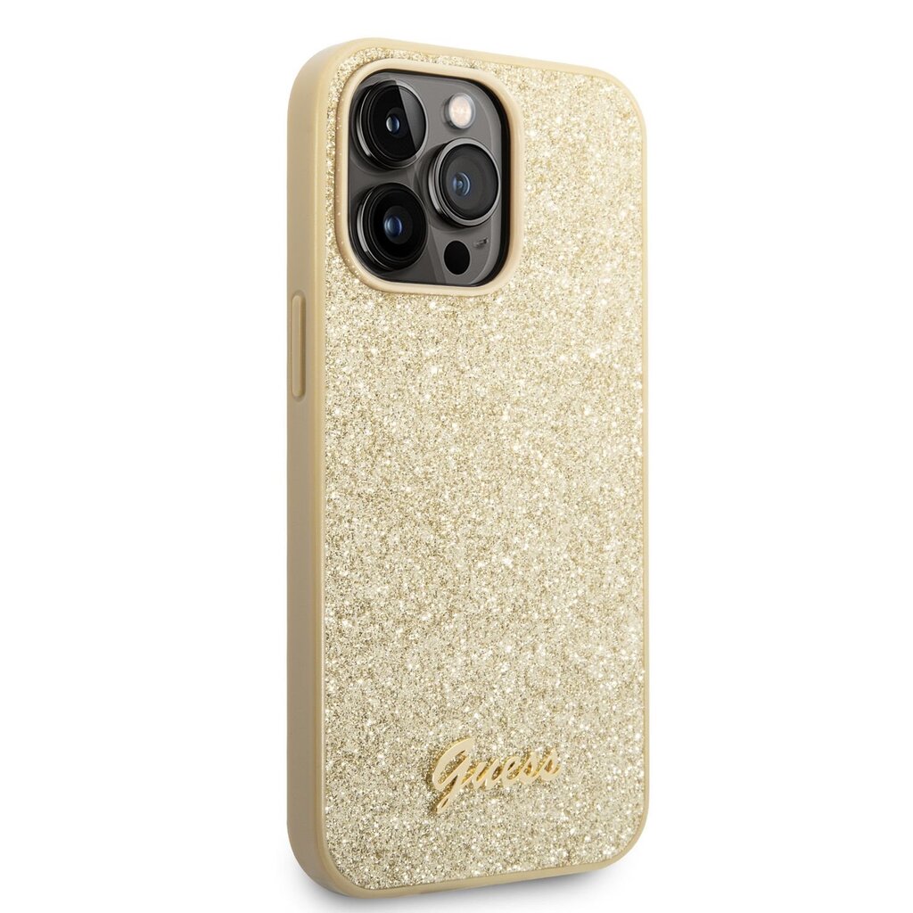 Guess PC/TPU Glitter Flakes Metal Logo Case for iPhone 14 Pro Gold цена и информация | Telefoni kaaned, ümbrised | kaup24.ee