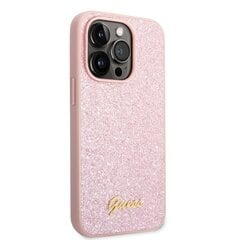 Guess PC/TPU Glitter Flakes Metal Logo Case для iPhone 14 Pro Max Pink цена и информация | Чехлы для телефонов | kaup24.ee