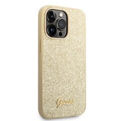 Guess PC/TPU Glitter Flakes Metal Logo Case for iPhone 14 Pro Max Gold hind ja info | Telefoni kaaned, ümbrised | kaup24.ee