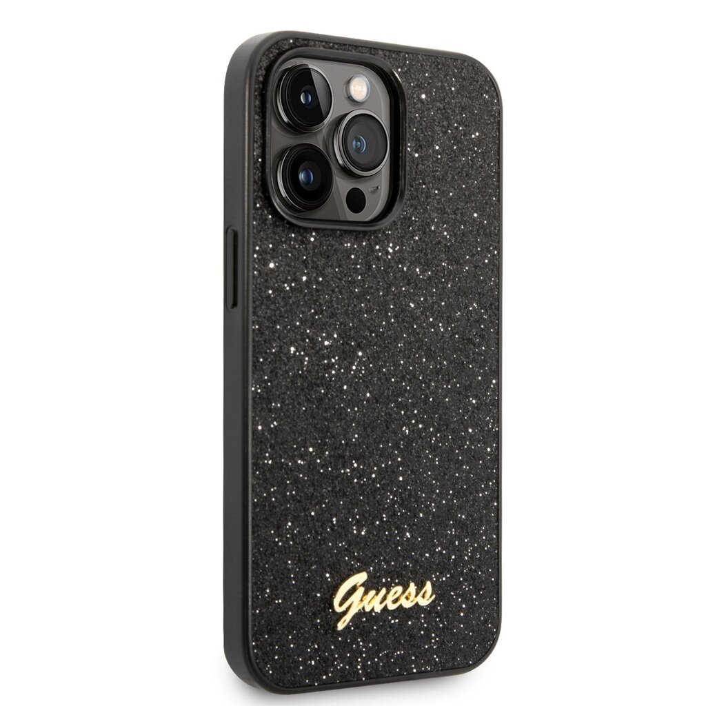 Guess PC/TPU Glitter Flakes Metal Logo Case for iPhone 14 Pro Max Black цена и информация | Telefoni kaaned, ümbrised | kaup24.ee