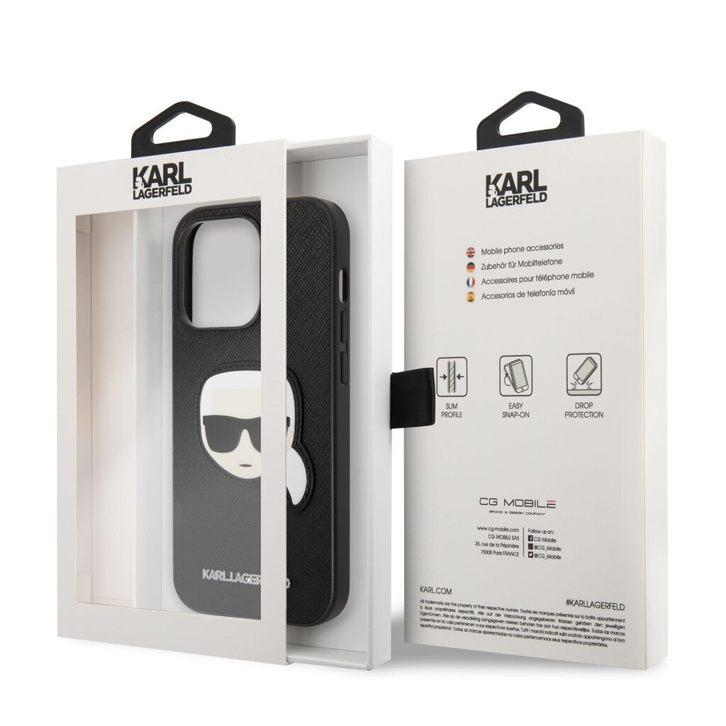 Karl Lagerfeld PU Saffiano Karl Head Case for iPhone 14 Pro Black hind ja info | Telefoni kaaned, ümbrised | kaup24.ee