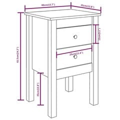 vidaXL öökapid 2 tk, valge, 40 x 35 x 61,5 cm, männipuit цена и информация | Прикроватные тумбочки | kaup24.ee