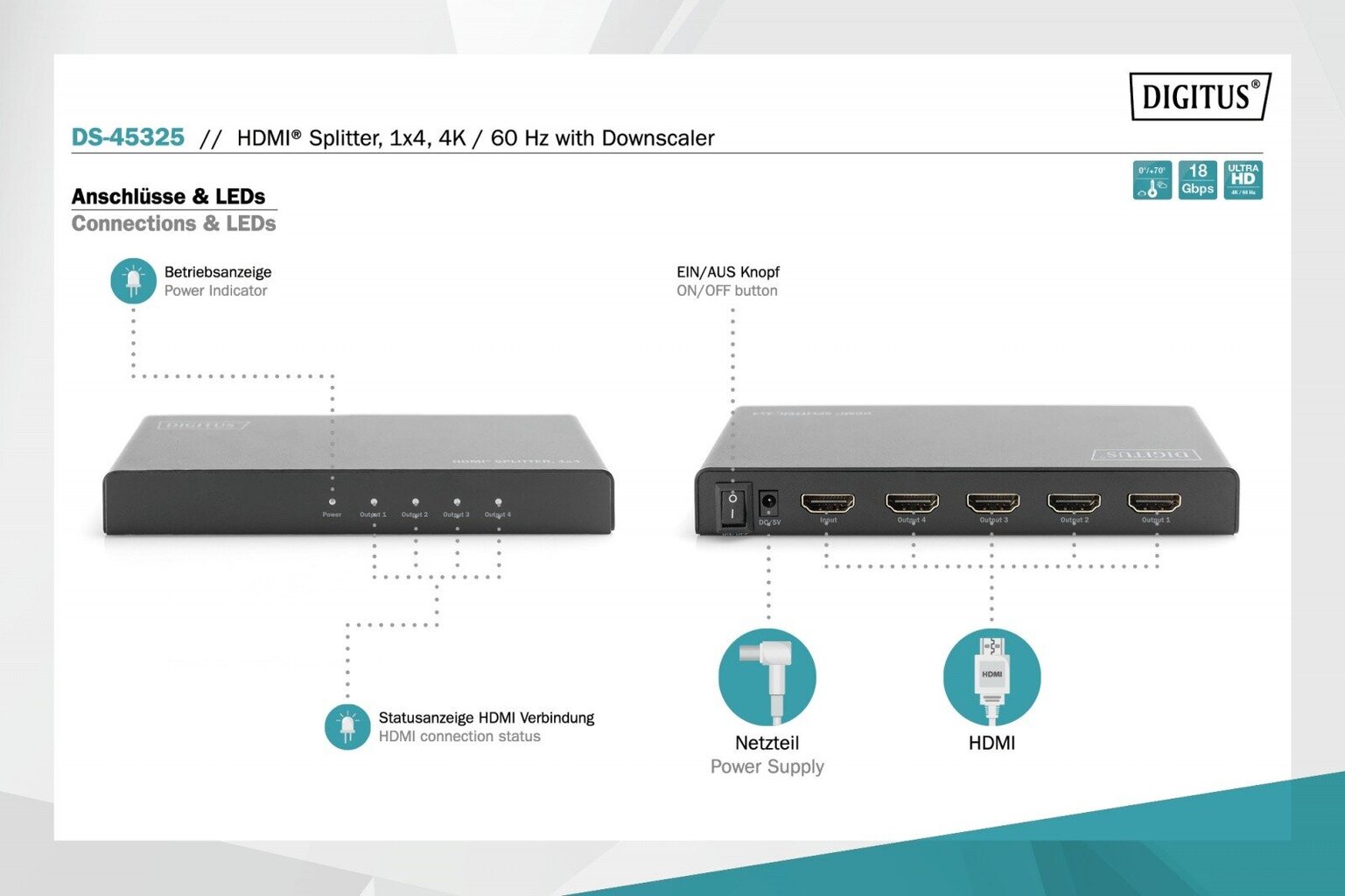 Digitus Audio-video splitter DS-45325 цена и информация | USB jagajad, adapterid | kaup24.ee