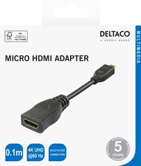 Deltaco Adapter HDMI - mikro HDMI, 4K UHD 30Hz, 0,1 m hind ja info | USB jagajad, adapterid | kaup24.ee