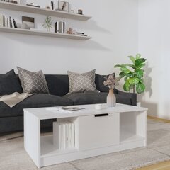 Diivanilaud, valge, 102x50x36cm, töödeldud puit, läikiv hind ja info | Diivanilauad | kaup24.ee