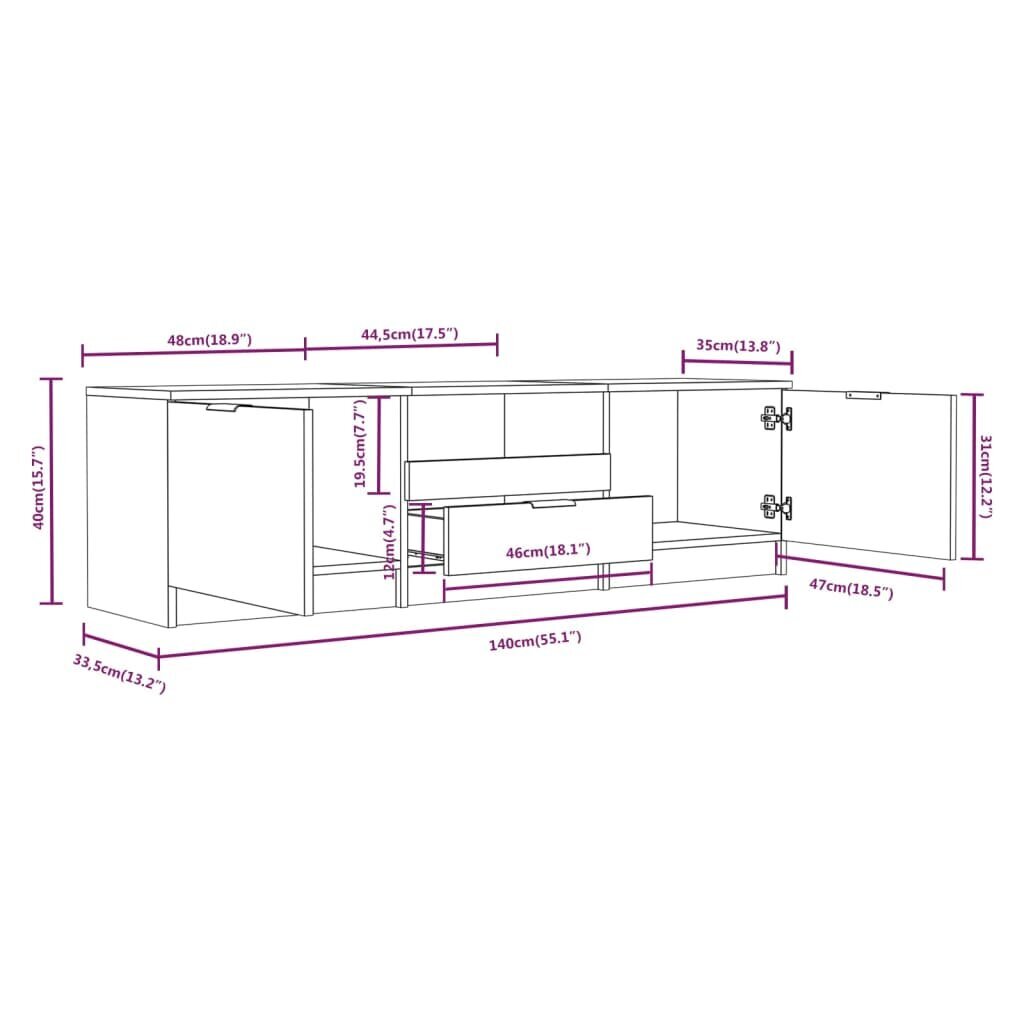 vidaXL telerikapp, Sonoma tamm, 140x35x40 cm, tehispuit hind ja info | TV alused | kaup24.ee