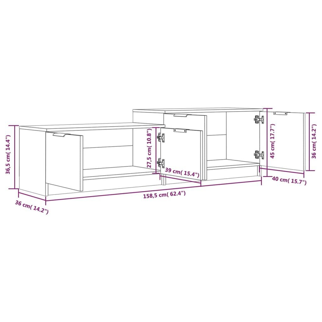 vidaXL telerikapp, kõrgläikega valge, 158,5x36x45 cm, tehispuit цена и информация | TV alused | kaup24.ee