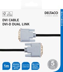 Deltaco, DVI-D Dual Link, 1080p 60Hz, 1 m hind ja info | Kaablid ja juhtmed | kaup24.ee