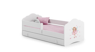 Детская кровать Fala с выдвижным ящиком, матрасом и барьерной защитой 144 см x 78 см x 65 см, принцесса с крыльями цена и информация | Детские кровати | kaup24.ee
