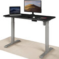 Reguleeritava kõrgusega laud „Desktronic“ elektrijuhtmega, USB A- ja C-pesadega, Hallid jala, musta tööpinnaga 120x60 cm