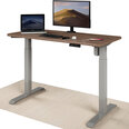 Reguleeritava kõrgusega laud „Desktronic“ elektrijuhtmega, USB A- ja C-pesadega, Hallid jala, Pähklipuust tööpind 120x60 cm