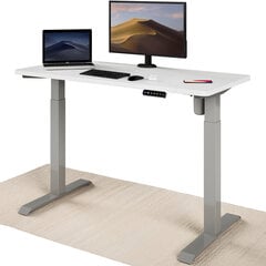 Регулируемый по высоте стол Desktronic с электроприводом, с разъемами USB A и C, Серые ноги, Белая столешница 120x60 см цена и информация | Компьютерные, письменные столы | kaup24.ee