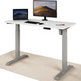 Reguleeritava kõrgusega laud „Desktronic“ elektrijuhtmega, USB A- ja C-pesadega, Hallid jala, Valge tööpinnaga 120x60 cm