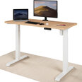 Reguleeritava kõrgusega laud „Desktronic“ elektrijuhtmega, USB A- ja C-pesadega, Valged jalad, Tammepuidust tööpind 120x60 cm