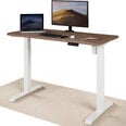 Reguleeritava kõrgusega laud „Desktronic“ elektrijuhtmega, USB A- ja C-pesadega, Valged jalad, Pähklipuust tööpind 120x60 cm