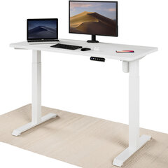 Reguleeritava kõrgusega laud „Desktronic“ elektrijuhtmega, USB A- ja C-pesadega, Valged jalad, Valge tööpinnaga 120x60 cm цена и информация | Компьютерные, письменные столы | kaup24.ee