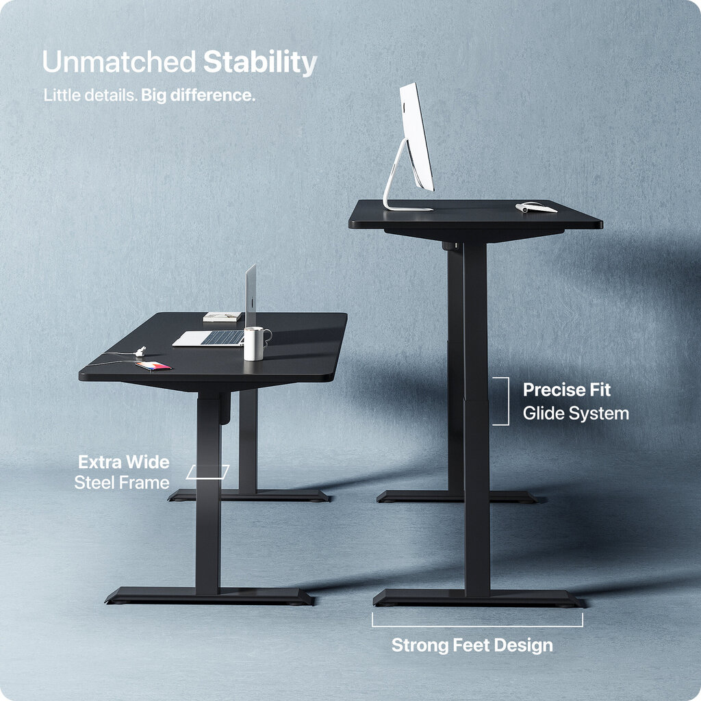 Reguleeritava kõrgusega laud „Desktronic“ elektrijuhtmega, USB A- ja C-pesadega, Mustade jalgadega, Musta tööpinnaga 140x70 cm hind ja info | Arvutilauad, kirjutuslauad | kaup24.ee