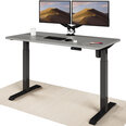 Reguleeritava kõrgusega laud „Desktronic“ elektrijuhtmega, USB A- ja C-pesadega, Mustade jalgadega, Hall tööpinnaga 140x70 cm