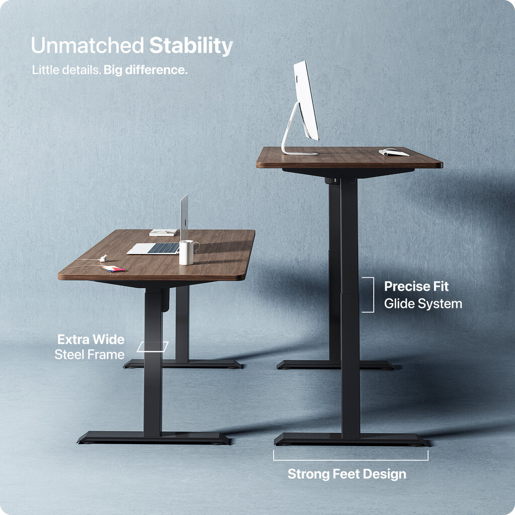 Reguleeritava kõrgusega laud „Desktronic“ elektrijuhtmega, USB A- ja C-pesadega, Mustade jalgadega, Pähklipuust tööpind 140x70 cm цена и информация | Arvutilauad, kirjutuslauad | kaup24.ee