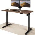 Reguleeritava kõrgusega laud „Desktronic“ elektrijuhtmega, USB A- ja C-pesadega, Mustade jalgadega, Pähklipuust tööpind 140x70 cm