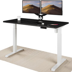 Регулируемый по высоте стол Desktronic с электроприводом, с разъемами USB A и C, Белые ноги, Черная столешница 140x70 см цена и информация | Компьютерные, письменные столы | kaup24.ee