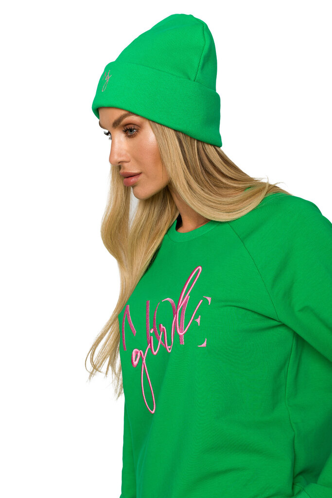 M709 Beanie MOE GIRL tikandiga - mahlane roheline цена и информация | Naiste mütsid ja peapaelad | kaup24.ee