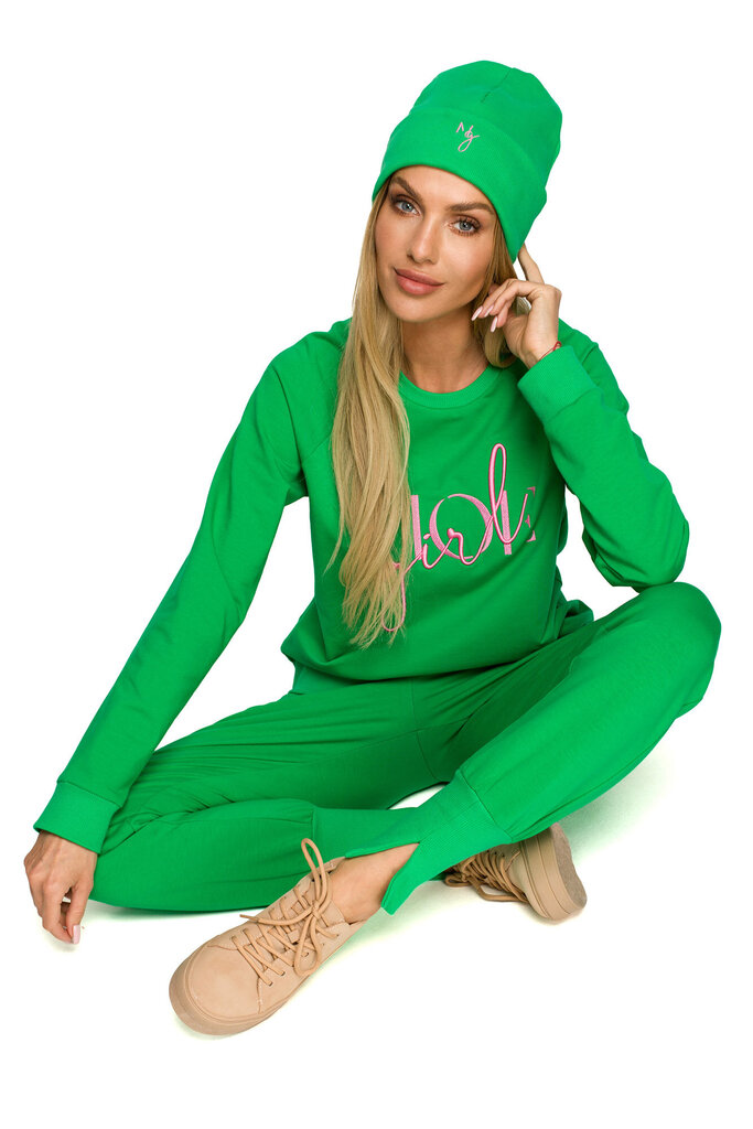 M709 Beanie MOE GIRL tikandiga - mahlane roheline цена и информация | Naiste mütsid ja peapaelad | kaup24.ee