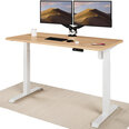 Регулируемый по высоте стол Desktronic с электроприводом, с разъемами USB A и C, Белые ноги, Дубовая столешница 140x70 см