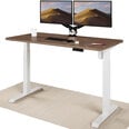 Reguleeritava kõrgusega laud „Desktronic“ elektrijuhtmega, USB A- ja C-pesadega, Valged jalad, Pähklipuust tööpind 140x70 cm