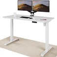 Регулируемый по высоте стол Desktronic с электроприводом, с разъемами USB A и C, Белые ноги, Белая столешница 140x70 см