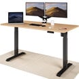 Reguleeritava kõrgusega laud „Desktronic“ elektrijuhtmega, USB A- ja C-pesadega, Mustade jalgadega, Tammepuidust tööpind 160x80 cm
