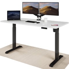 Регулируемый по высоте стол Desktronic с электроприводом, с разъемами USB A и C, Черные ноги, Белая столешница 160x80 см цена и информация | Компьютерные, письменные столы | kaup24.ee