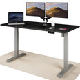 Reguleeritava kõrgusega laud „Desktronic“ elektrijuhtmega, USB A- ja C-pesadega, Hallid jala, Musta tööpinnaga 160x80 cm