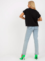 черная повседневная блуза с круглым вырезом горловины цена и информация | Женские футболки | kaup24.ee
