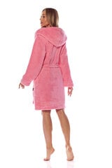 Lühike kapuutsiga hommikumantel 2215 Viola, roosa hind ja info | Naiste hommikumantlid | kaup24.ee
