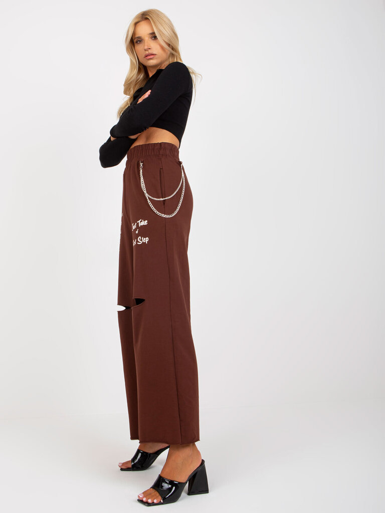 Naiste tumepruunid dressipüksid цена и информация | Naiste püksid | kaup24.ee