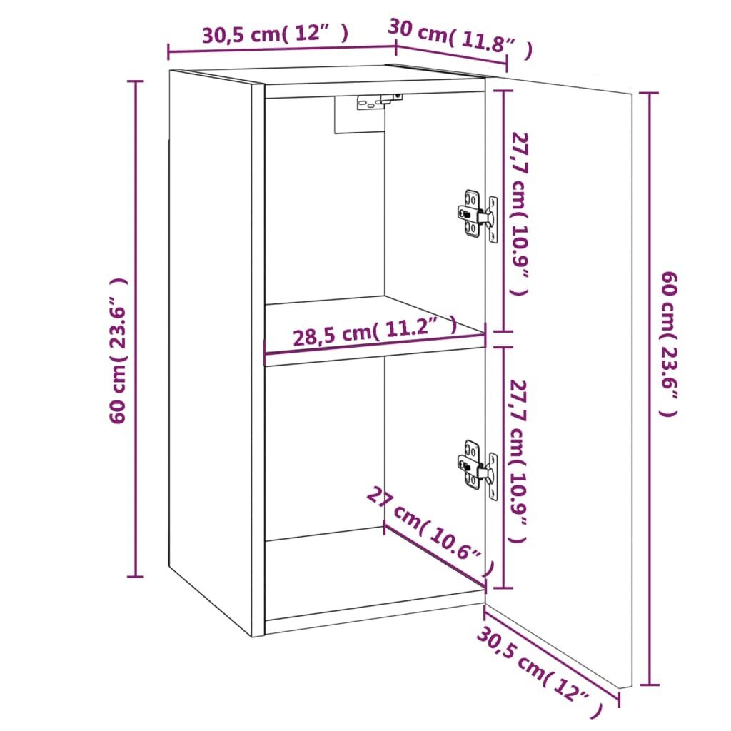 vidaXL telerikapp, hall Sonoma tamm, 30,5 x 30 x 60 cm, tehispuit цена и информация | TV alused | kaup24.ee